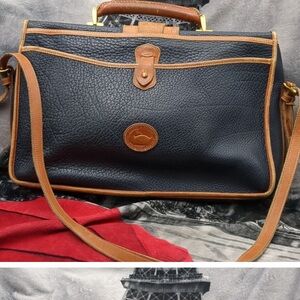 Dooney & Bourke Black and Brown Structured Laptop Bag